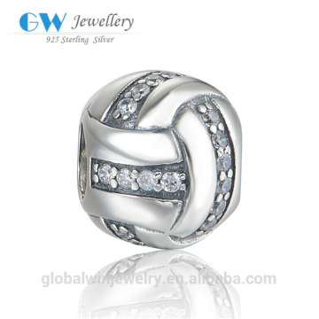 925 Silver Crystal Beads Volleyball Beads Wholesale Beads