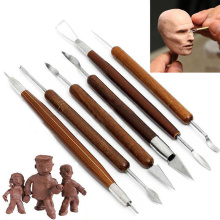 Hot Sculpting Tool Pottery Tools Wood Handle Pottery Set Wax Carving Sculpt Smoothing Polymer Shapers Pottery Clay Ceramic Tool