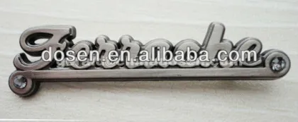 2013 venda quente nome do metal plate para o vestuario/bolsa/bagagem