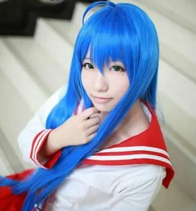 Blue Heat Resistant Synthetic Fiber Cosplay Wig for Wendy Marvell from Fairy Tail