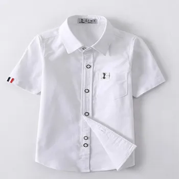 Summer Kids' Cotton Solid Color Blouses: Casual Shirts for Boys and Children
