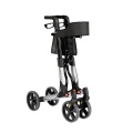 Double Folding Aluminum Upright Walking Rollator for Senior