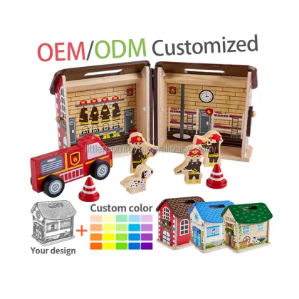 Portable Wooden Doll House Set - Educational Kids Toys for Children