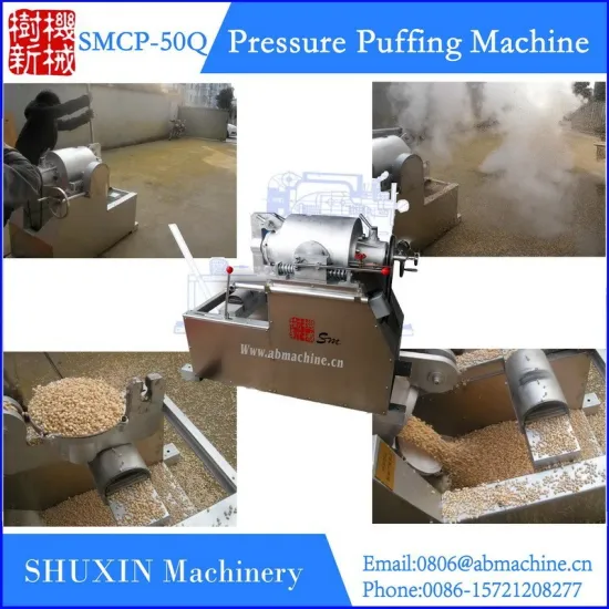 Corn puffing machine with high capacity