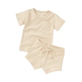 Wholesale Unisex Baby Boy Summer Clothing Sets: Short Sleeve Casual Wear