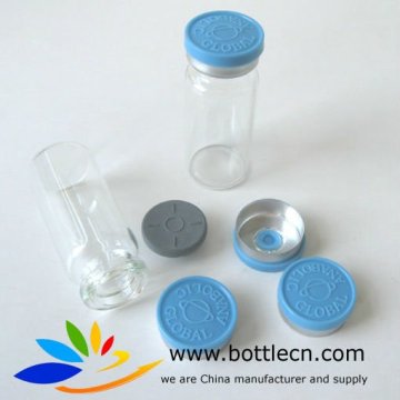 10ml glass bottle+ flip top caps + rubber stopper in grey