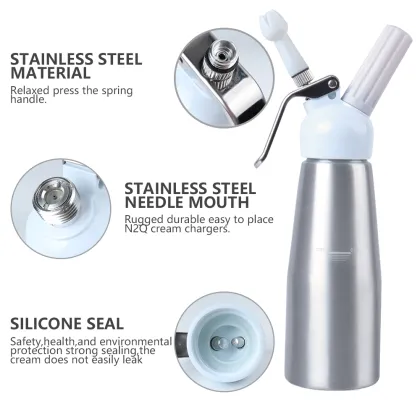 Custom LOGO Aluminium 500ML Whip Cream Dispenser with Decorating Tips