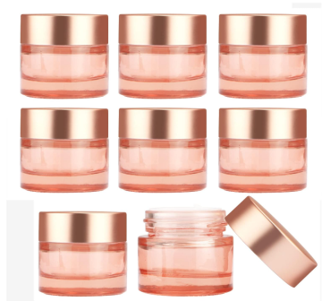 Pink Glass Cream Jar Empty Cosmetic Container