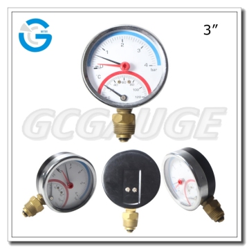 High quality 80mm black steel brass internal gauge pressure thermometer