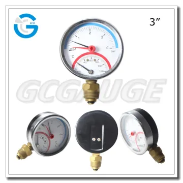 High quality 80mm black steel brass internal gauge pressure thermometer