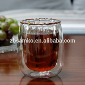 Unique design heat-resistant double wall glass cup