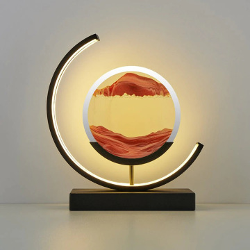 Wholesale Designer Sand Painting Quicksand Half-Moon Lamp Bedside Table Lamp