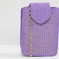 Bolso decorativo del bolso del teléfono móvil del bolso de la cadena del remache púrpura