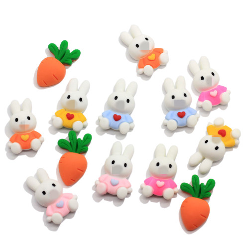 100Pcs Kawaii Cartoon Rabbit Carrots Flat Back Resin Cabochon Fit Phone Decor Scrapbooking Crafts DIY Kids Hair Bow Accessories