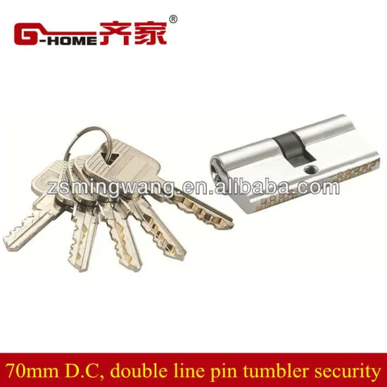 70mm double side brass cylinder satin nickel high security with 5 keys
