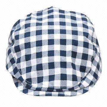 Men's and Women's Cotton Beret with White and Black Check