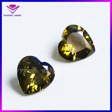 Attractive Gem Peridot Heart Shape Cubic Zirconia CZ Stone for Jewelry