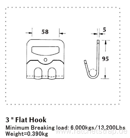 75mm Flat Hook with Yellow Zinc Paint Surface Treatment