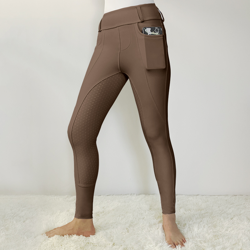 Collants d&#39;équitation de siège complet des femmes marron jodhpurs équestres