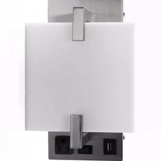 2018 ETL Certified American PCB Wall Lamp: 2-Light Hotel Bedroom Wall Mount with Switches, USB Ports, and Outlets - LED Hotel Wall Lighting Solution