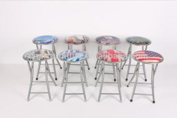 small folding stool in colorful PVC veneer
