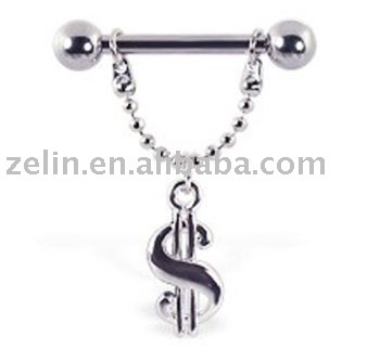 money sign nipple body jewelry