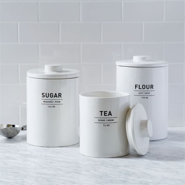 Bulk Vintage White Ceramic Flour Containers with Custom Logo - Tea and Coffee Canisters