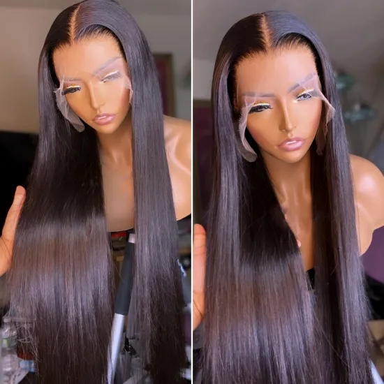 Human Hair T-Part 13x5x1 Transparent Lace Frontal Wigs For Black Women,Brazilian Virgin Hair 13x4/4x4/5x5 Lace Front Closure Wig