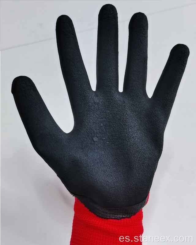 Guantes de seguridad con cruginador recubierto de espuma de látex de poliéster industrial