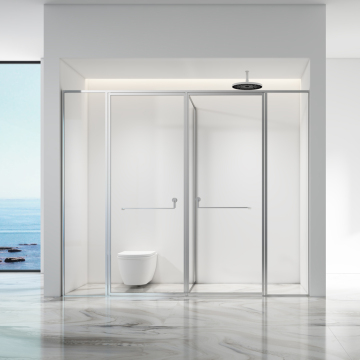T-shape Pivot Swing Tempered Glass Shower Enclosure