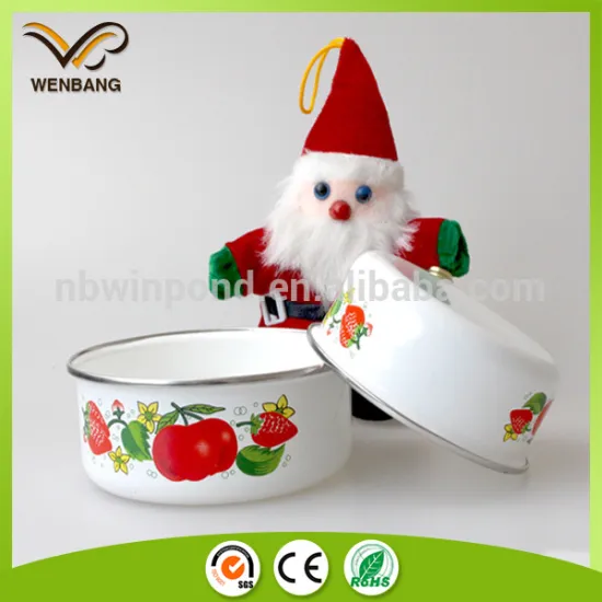christmax series enamel coating flat bottom soup bowl