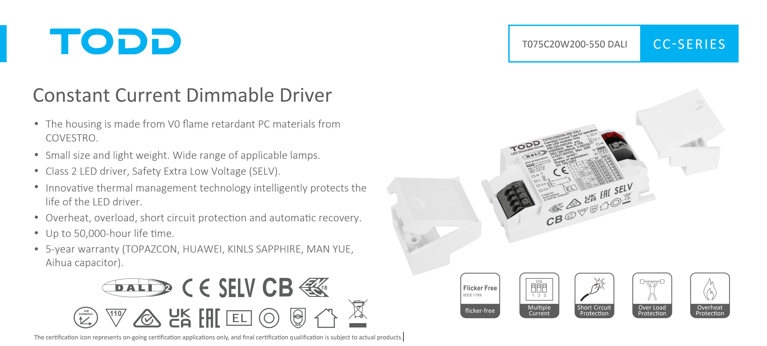led driver T075C20W200-550 DALI
