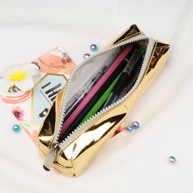 Glitter TPU Girls School Supplies Laser clear transparent colorful pencil case