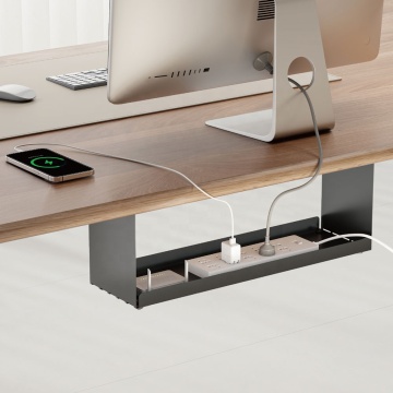 Universal Compact Cable Organizer - Under Desk Management Tray for Office & Standing Desks