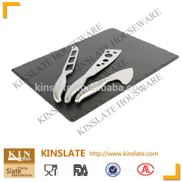 BSCI Audit Passed LFGB Test Passed promotional natural slate plate with cheese knife