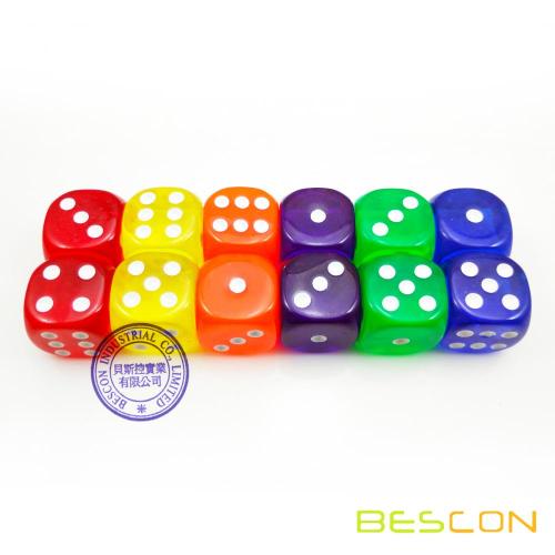 Colorful Transparent Plastic Dice 19MM, Transparent Counting Cubes