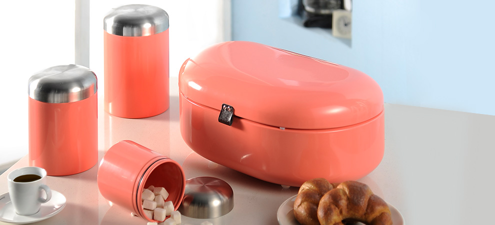 red powder coated kitchen canister