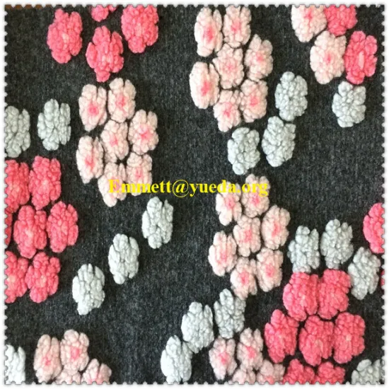 red pink white grey color flowers floral jcquard pattern woolen knit fabric