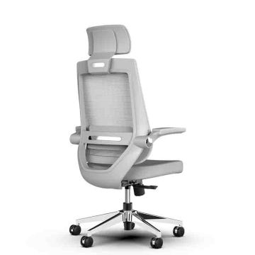 Modern Intelligence Officer Chair - Half-Mesh Executive Swivel Chair with White PU Metal Fabric Nylon