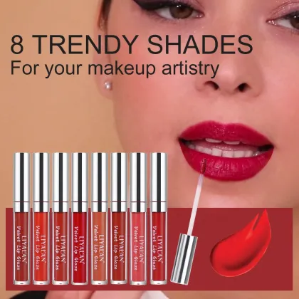 Vegan Matte Liquid Lip Gloss - 8 Colors Lipstick Makeup Lipgloss Velvet Lip Glaze