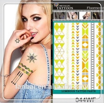 2015 Fashion color gold metallic Glow in the dark Tattoo Noctilucence Tattoos