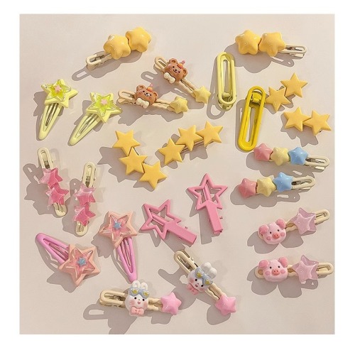 Colorful five pointed star hairpin