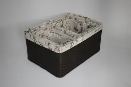 S/5 hand woven paper rope storage baskets with liner