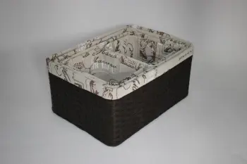 S/5 hand woven paper rope storage baskets with liner