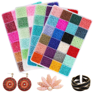 24 Grid 2mm Colored Seed Beads Kit with Organizer Box for Jewelry Making