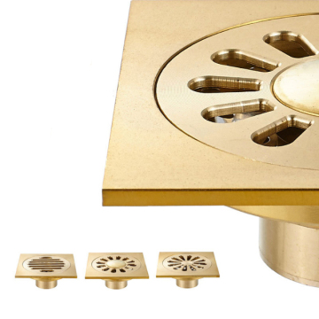 Kitchen Square Drain: Anti-Clogging, Odor-Proof Brass Floor Drain with Removable Filter Cover and Tile Insert for Showers