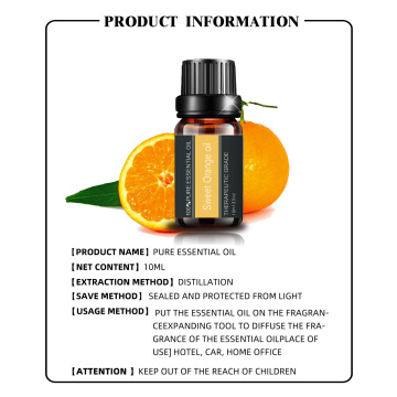 10 ml de aceites esenciales de color naranja dulce natural natural cuidado de la piel natural