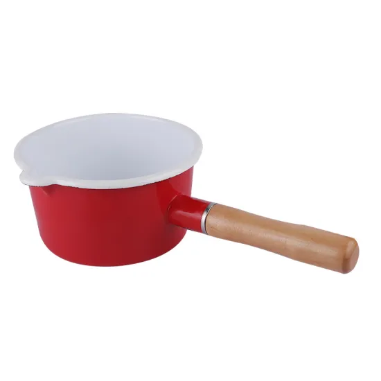 White Glaze Single Handle Enamel Pot for Milk Heating