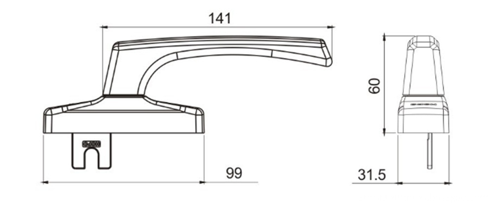 Top Grade Security Aluminium Window Handle Drawing