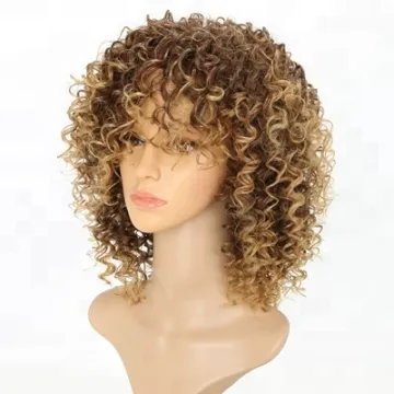 Front Synthetic Wig Straight Heat Resistant None Lace Machine Made Wig Elastic Lace Blonde Afro Kinky Wig Top Quality Fashion